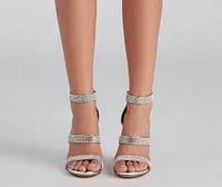 Sparkle Scene Rhinestone Chrome Block Heels
