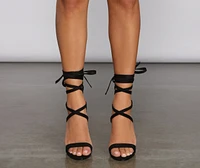 Wrapped Glam Faux Suede Block Heels