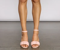 Trendy Ruched Strap Block Heels