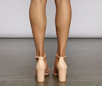 Trendy Ruched Strap Block Heels