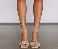 Rhine And Ruched Rhinestone Stiletto Heels