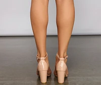 Living For It Faux Patent Leather Block Heel