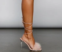 Glam Life Marabou Lace-Up Heels