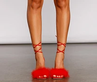 Glam Life Marabou Lace-Up Heels