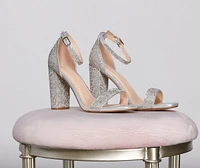 Step Out Glam Rhinestone Block Heels
