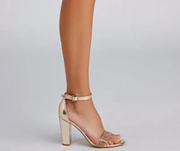 Stepping Glam Chrome Rhinestone Heels