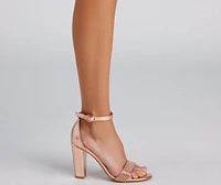 Stepping Glam Chrome Rhinestone Heels