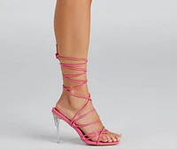Fashion Goals Lace-Up Lucite Stiletto Heels