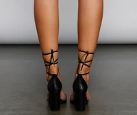 Edgy Glam Faux Leather Block Heels