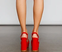 Chic Like Fire Criss Cross Block Platform Heels
