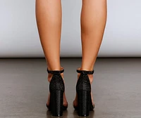 So Glam Glitter Mesh Block Heels
