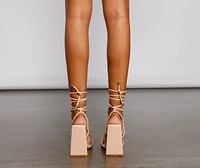 Forget Me Knot Lace-Up Chunky Block Heels