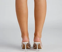 Clear Trends Rhinestone Lucite Heel Mules
