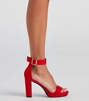 Basic Nubuck Platform Block Heels