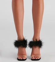 Wait Fur It Marabou Lucite Heels