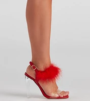 Wait Fur It Marabou Lucite Heels