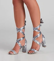 Vibe Out Y2K Lace-Up Block Heels
