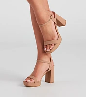 Step Nubuck Block Heels