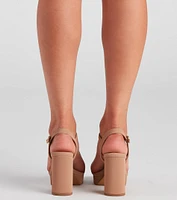 Step Nubuck Block Heels