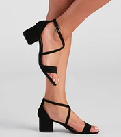 Cross Paths Nubuck Block Heels