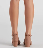 Cross Paths Nubuck Block Heels