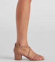 Cross Paths Nubuck Block Heels