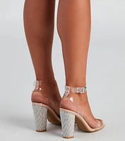 Sparkle Steps Rhinestone Block Heels