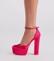 Season To Party Satin Platform Pumps