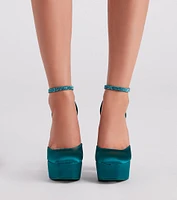 Season To Party Satin Platform Pumps