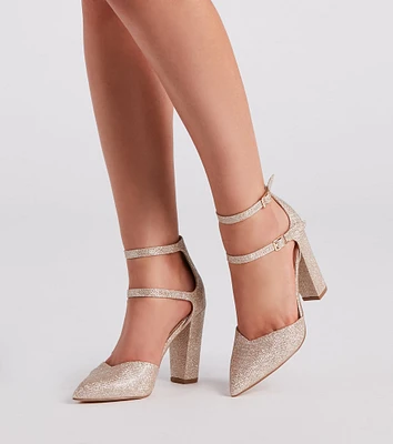 Glitz Glitter Mesh Pointed Toe Pumps