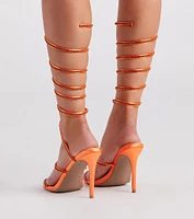 Glam Scene Satin Rhinestone Stiletto Heels