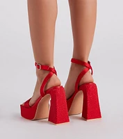 Glam Icon Rhinestone Platform Heels