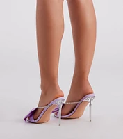 Present With Style Satin Bow Rhinestone Mules