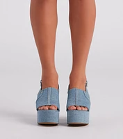 My Jeans Denim Sling Back Platform Heels