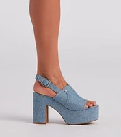 My Jeans Denim Sling Back Platform Heels