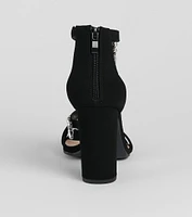 A Moment Of Luxe Rhinestone Trim Block Heels