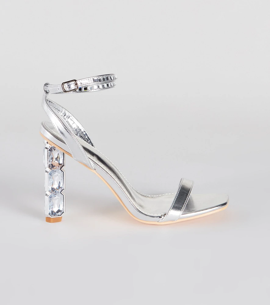 All About The Bling Gemstone Metallic Heels