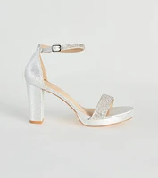 Glam Time Rhinestone Glitter Platform Heels