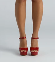 Elevated Desire Patent Peep Toe Stiletto Heels