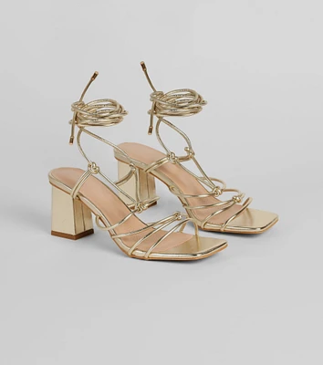 Come Around Metallic Lace-Up Block Heels