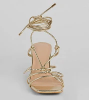 Come Around Metallic Lace-Up Block Heels