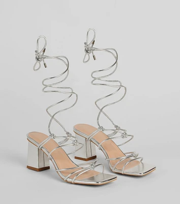Come Around Metallic Lace-Up Block Heels