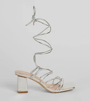 Come Around Metallic Lace-Up Block Heels