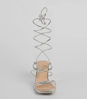 Come Around Metallic Lace-Up Block Heels