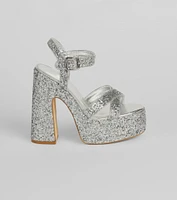 Step Into Sparkle Glitter Platform Heels