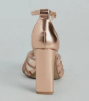 Glitzy Mood Rhinestone Strappy Metallic Heels