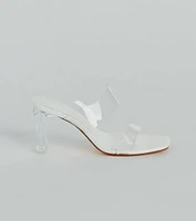 Style So Clear Strap Metallic Block Heel Mules