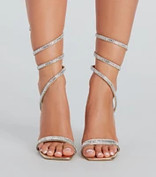 High Sparkle Rhinestone Spiral Block Heels