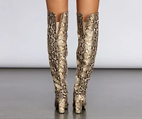 Thigh High Snake Print Boots