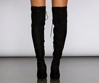 Lace Up Suede Stiletto Boots